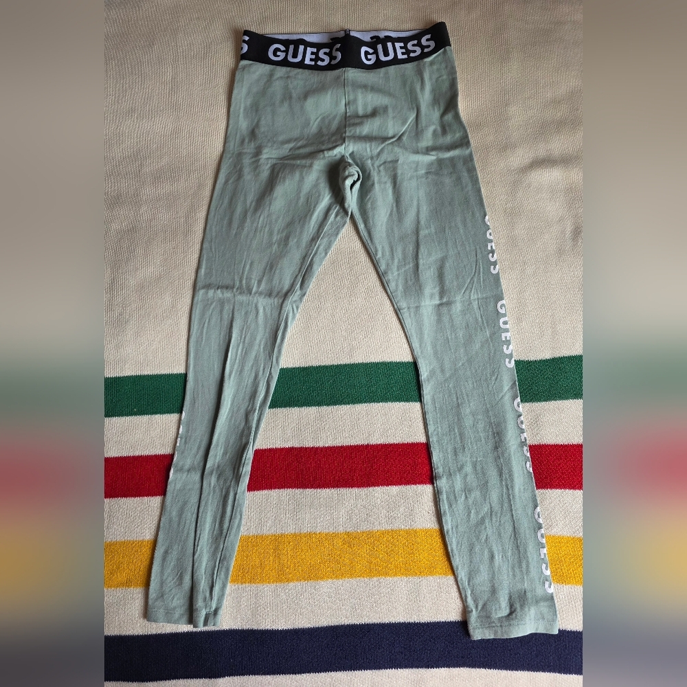 Guess Mint Green Track Pants w Guess Logo Trim Size Med
